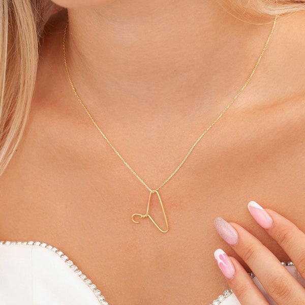 Sterling Silver Coat Hanger Necklace, 14K Gold Plated Wire Hanger Pendant, Roe V Wade, Women's Rights Jewelry, My Body My Choice