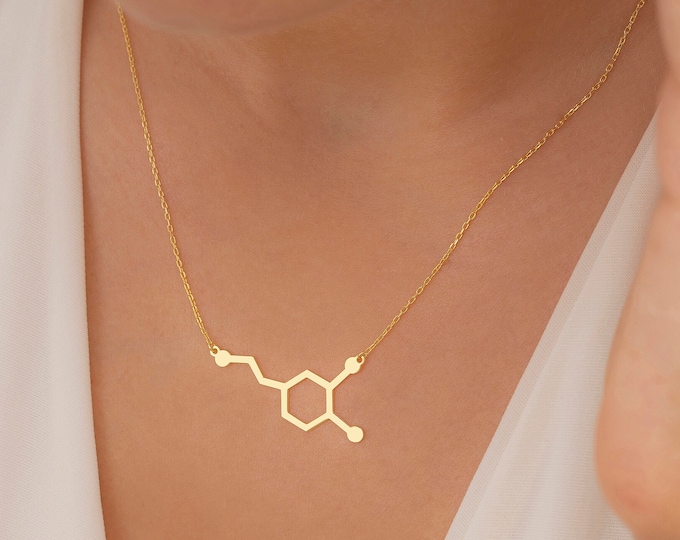 Dopamine Molecule Necklace, Serotonin Necklace, Happiness Jewelry,Dopamine Symbol Necklace,Chemistry Gift, Science Jewelry,Handmade Necklace
