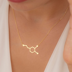 Dopamine Molecule Necklace, Serotonin Necklace, Happiness Jewelry,Dopamine Symbol Necklace,Chemistry Gift, Science Jewelry,Handmade Necklace