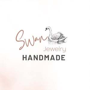 May include: A black and white illustration of a swan with the text "Swan Jewelry HANDMADE" below it.