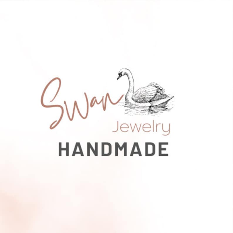May include: A black and white illustration of a swan with the text "Swan Jewelry HANDMADE" below it.