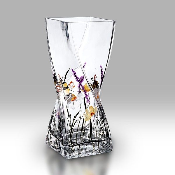 Abeilles et fleurs - Vase Twist 20 cm par Nobile Glassware