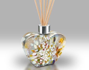 Handmade Mouth Blown Heart Reed Diffuser by Nobile Glassware