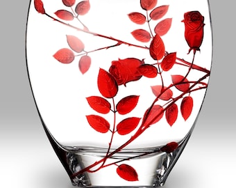 Forever Rose Ruby - 21cm Curved Vase by Nobile Glassware