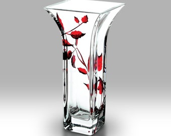 Ruby Leaf - 22.5cm Vase by Nobile Glassware