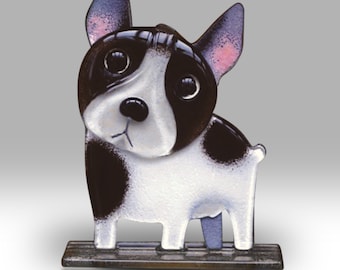 Handmade Fused Glass French Bulldog  - by Nobile Glassware