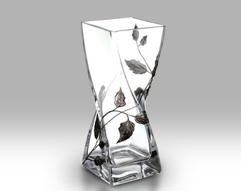 Silver Leaf - 20cm Twist Vase by Nobile Glassware