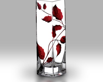 Ruby Leaf - 21cm Bud Vase by Nobile Glassware