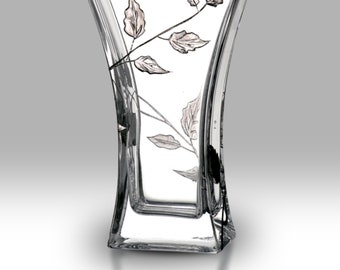 Silver Leaf - 23cm Flat Flared Vase by Nobile Glassware