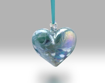 December 7cm Handmade Hanging Birthstone Heart - with custom Easter, Birthday, Anniversary, Thank you options - By Nobile Glassware