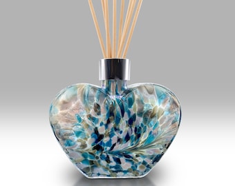 Handmade Mouth Blown Heart Reed Diffuser by Nobile Glassware