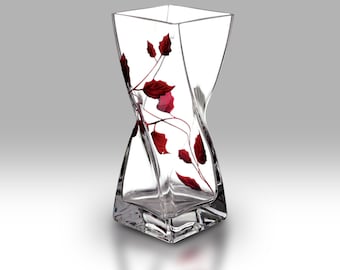 Ruby Leaf - 20cm Twist Vase by Nobile Glassware