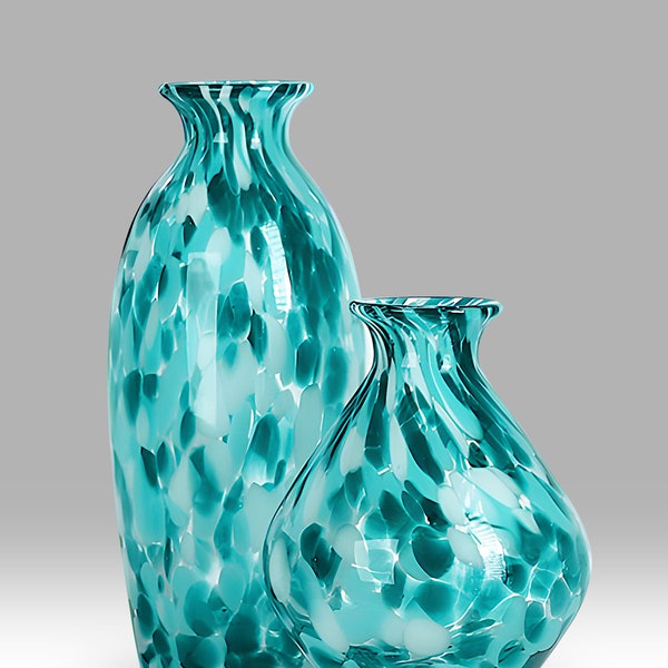 Melody Collection Handmade Vase in Turquoise - By Nobile Glassware