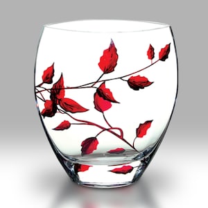 Ruby Leaf - 21cm Curved Vase by Nobile Glassware