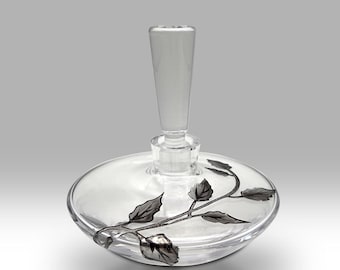 Silver Leaf Perfume Bottle by Nobilé Glassware