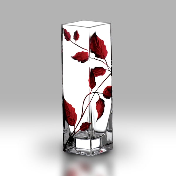 Ruby Leaf - 21cm Bud Vase by Nobile Glassware