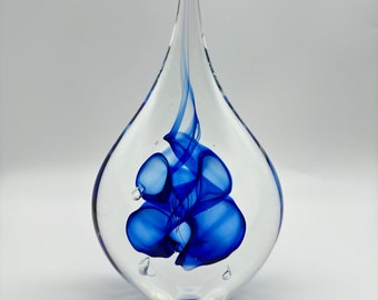 Handmade Crystal Paperweight in Blue by Nobile Glassware