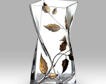 Gold Leaf - 20cm Twist Vase by Nobile Glassware