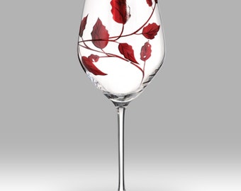Ruby Leaf - Wine Glass Pair by Nobile Glassware