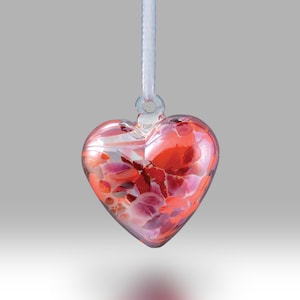 July 7cm Handmade Hanging Birthstone Heart - with custom Mother&#39;s Day, Birthday, Anniversary, Thank you options - By Nobile Glassware