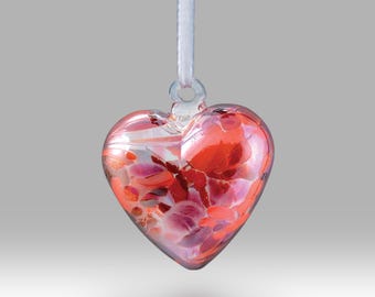 Corazón colgante hecho a mano de 7 cm con piedra natal de julio - con opciones personalizadas para el Día de la Madre, cumpleaños, aniversario o agradecimiento - De Nobile Glassware