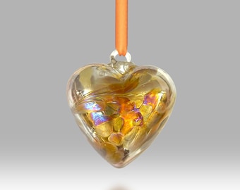 November 7cm Handmade Hanging Birthstone Heart - with custom Mother's Day, Birthday, Anniversary, Thank you options - By Nobile Glassware