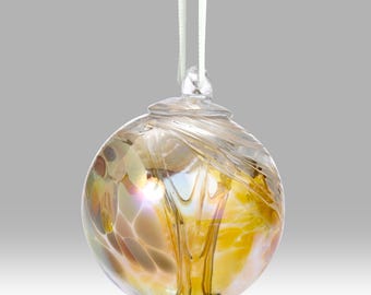 Bola colgante dorada con forma de árbol de la vida, hecha a mano (8 cm), de Nobilé Glassware