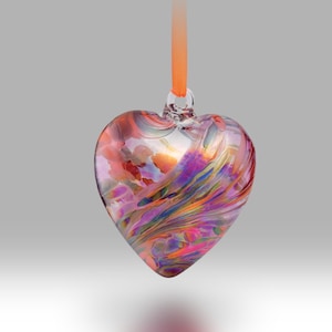 July  Handmade Glass Friendship Birthstone Heart 8cm - with custom Mother&#39;s Day, Birthday, Anniversary, Thank you option-By Nobile Glassware