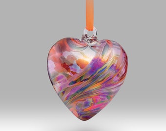 July  Handmade Glass Friendship Birthstone Heart 8cm - with custom Mother's Day, Birthday, Anniversary, Thank you option-By Nobile Glassware