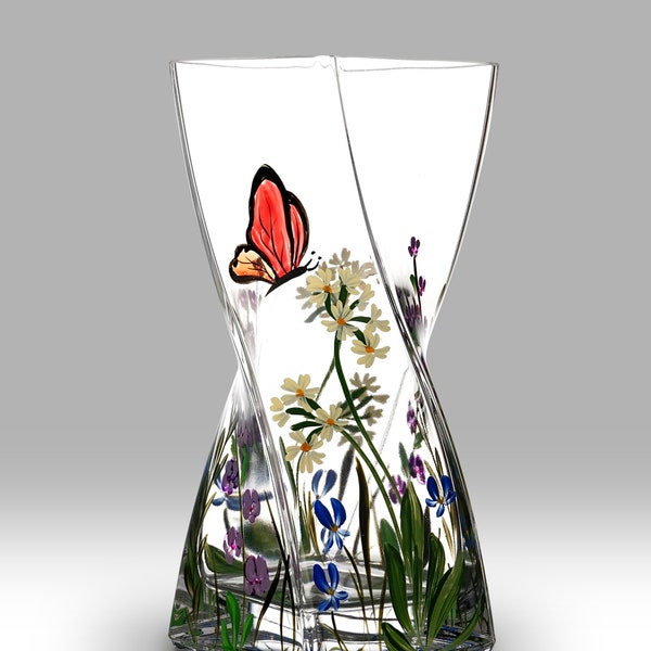 Butterfly Garden - 20cm Twist Vase by Nobile Glassware