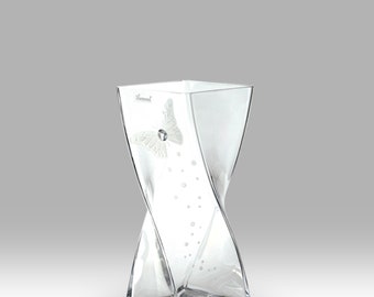 Crystal Butterfly - 20cm Twist Vase by Nobile Glassware