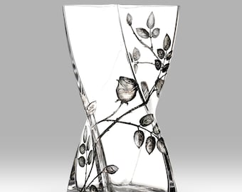 Forever Rose Silver 20cm Twist Vase by Nobile Glassware