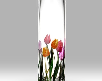 Tulipanes arcoíris - Jarrón de 19,5 cm de Nobile Glassware