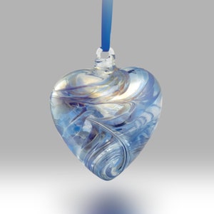 September Handmade Glass Friendship Birthstone Heart 8cm -w/ custom Mother&#39;s Day, Birthday, Anniversary, Thanks option-By Nobile Glassware