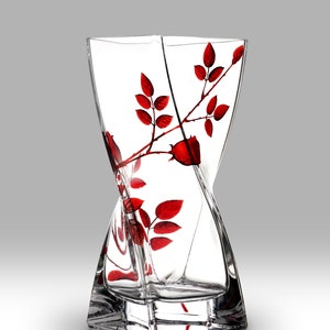 Forever Rose Ruby - 20cm Twist Vase by Nobile Glassware