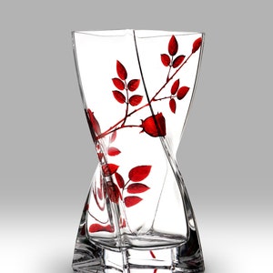 Forever Rose Ruby 20cm Twist Vase by Nobile Glassware