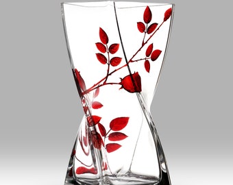 Forever Rose Ruby 20cm Twist Vase by Nobile Glassware