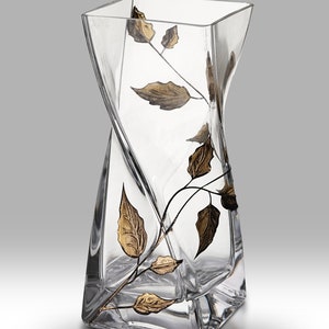 Gold Leaf - 20cm Twist Vase by Nobile Glassware