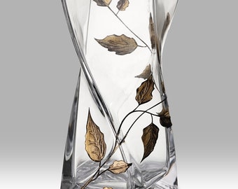 Gold Leaf - 20cm Twist Vase by Nobile Glassware