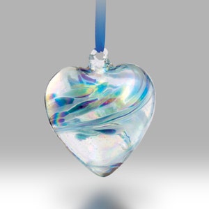 December Handmade Glass Friendship Birthstone Heart 8cm - with custom Mother&#39;s Day, Birthday, Anniversary, Thanks option-By Nobile Glassware