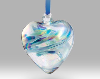 Corazón de cristal hecho a mano de diciembre con piedra natal de la amistad, 8 cm - con opción personalizada para el Día de la Madre, cumpleaños, aniversario o agradecimiento - De Nobile Glassware