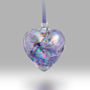 February Handmade Glass Friendship Birthstone Heart 8cm - w/ custom Mother&#39;s Day, Birthday, Anniversary, Thanks options-By Nobile Glassware