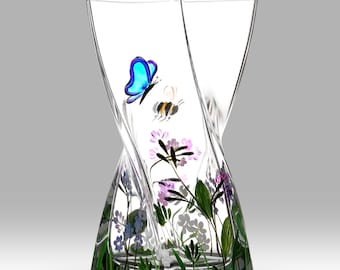 Butterfly & Bee - 20cm Twist Vase by Nobile Glassware