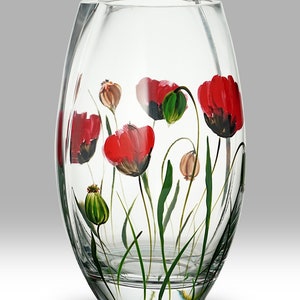 Wild Poppy - 20cm Round Vase by Nobile Glassware