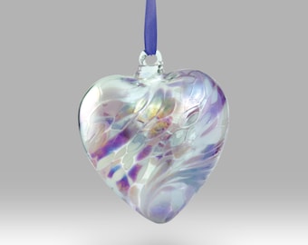 June Handmade Glass Friendship Birthstone Heart 8cm - with custom Mother's Day, Birthday, Anniversary, Thank you options-By Nobile Glassware