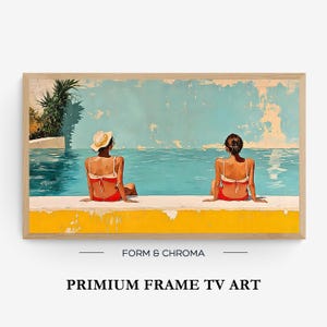 Marco de TV Arte Verano Piscina Estilo Nueva Ola Francesa Pintura Moderna Samsung Marco de TV Arte Verano Piscina Póster de Película Vintage Descarga Digital.