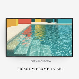 Summer Pool Frame TV Art Minimalist Summery Vibe Geometric Background Digital Modern Coastal Decor