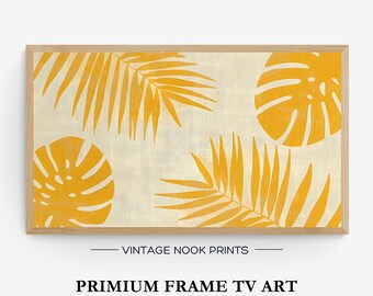 Frame TV Art Summer Modern Oil Painting Samsung TV Art Tropical Yellow Plants Floral Digital Download Frame Tv Marimekko Botanical Pattern
