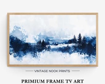 Abstrakte Landschaft Tv Kunst Aquarell Blau Winter Landschaft Rahmen TV Art Sofortiger Download Weihnachten Samsung Rahmen TV Kunst Aquarell Digitale Kunst