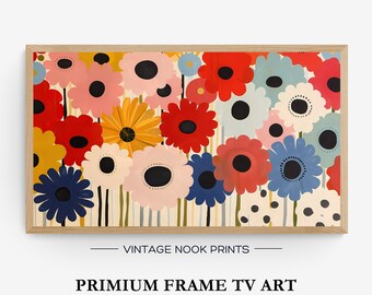 Samsung Frame TV Art Abstrakcyjne Kolorowe Kwiaty Samsung Art TV Kwiatowy Wzór Cyfrowe Pobieranie Samsung Frame Wiosna Cyfrowa Minimalistyczna Sztuka